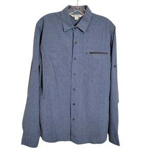 Ultimate Terrain Men's Button-Up Top Shirt Collared Blue Size Small Fishing